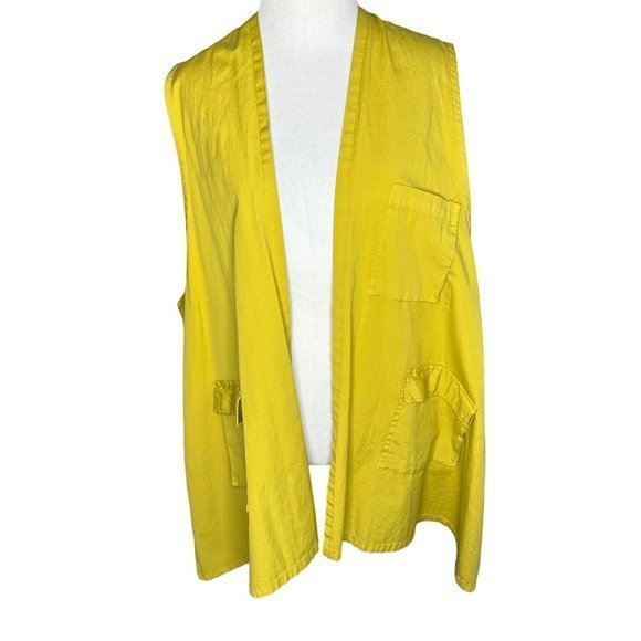Eleven Stitch Design Jackets & Blazers - Eleven Stitch Design Yellow Sleeveless‎ Duster Vest Size Small